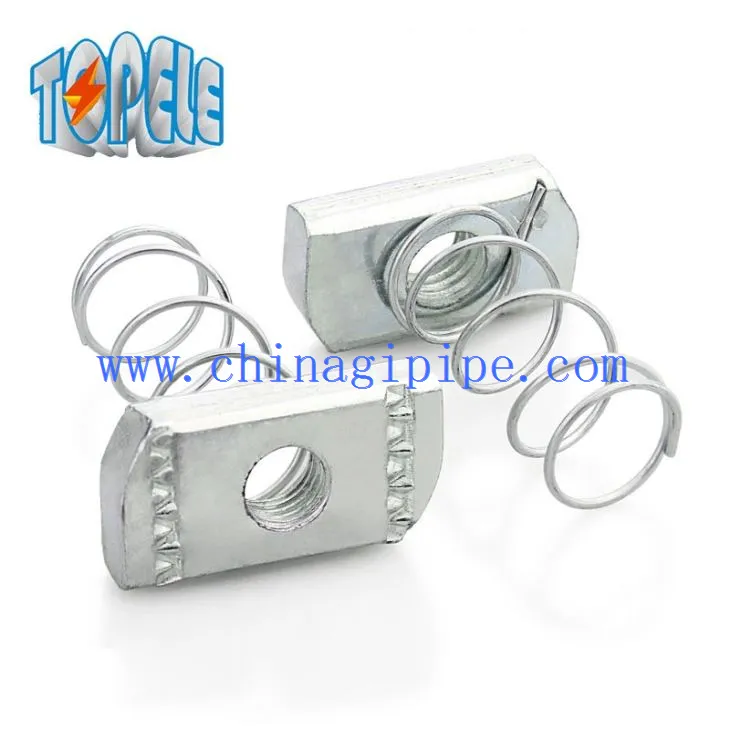 Unistrut Channel Galvanized Zinc Plated Steel Long Spring Nut